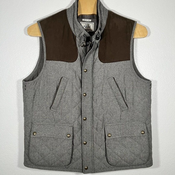Jos A Bank Quilted Vest Herringbone Wool Blend Collar Buckle Men 1X Big & Tall - Picture 2 of 10